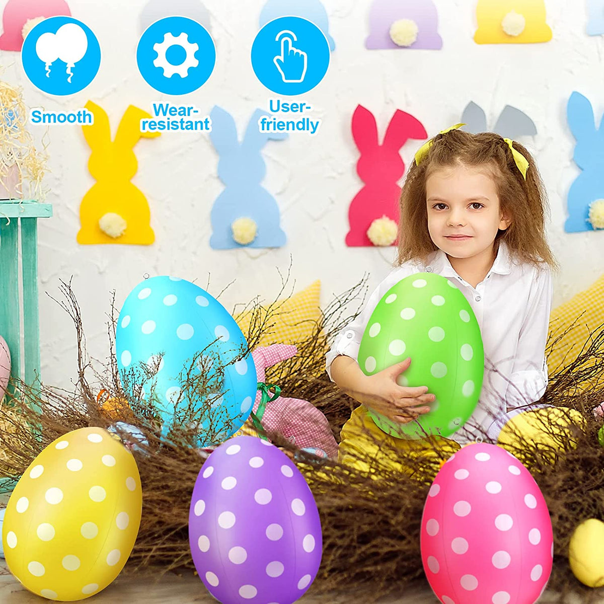 6 Pack 16" Inflatable Easter Eggs Outdoor Decor Y17817