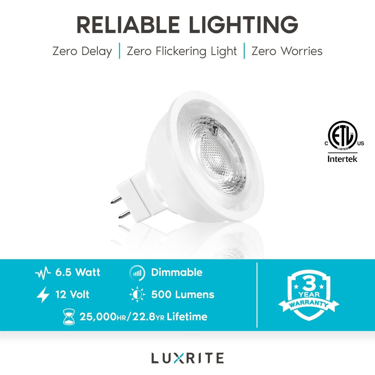 MR16 LED Bulb 6.5W 12V 3000K Dimmable GU5.3 Spotlight M2152