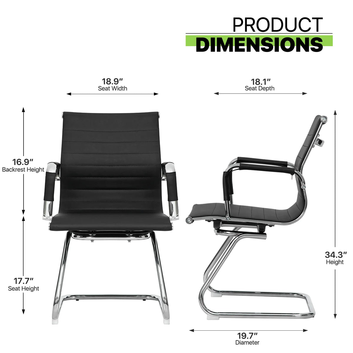 Black PU Leather Ergonomic Mid Back Office Chair L267
