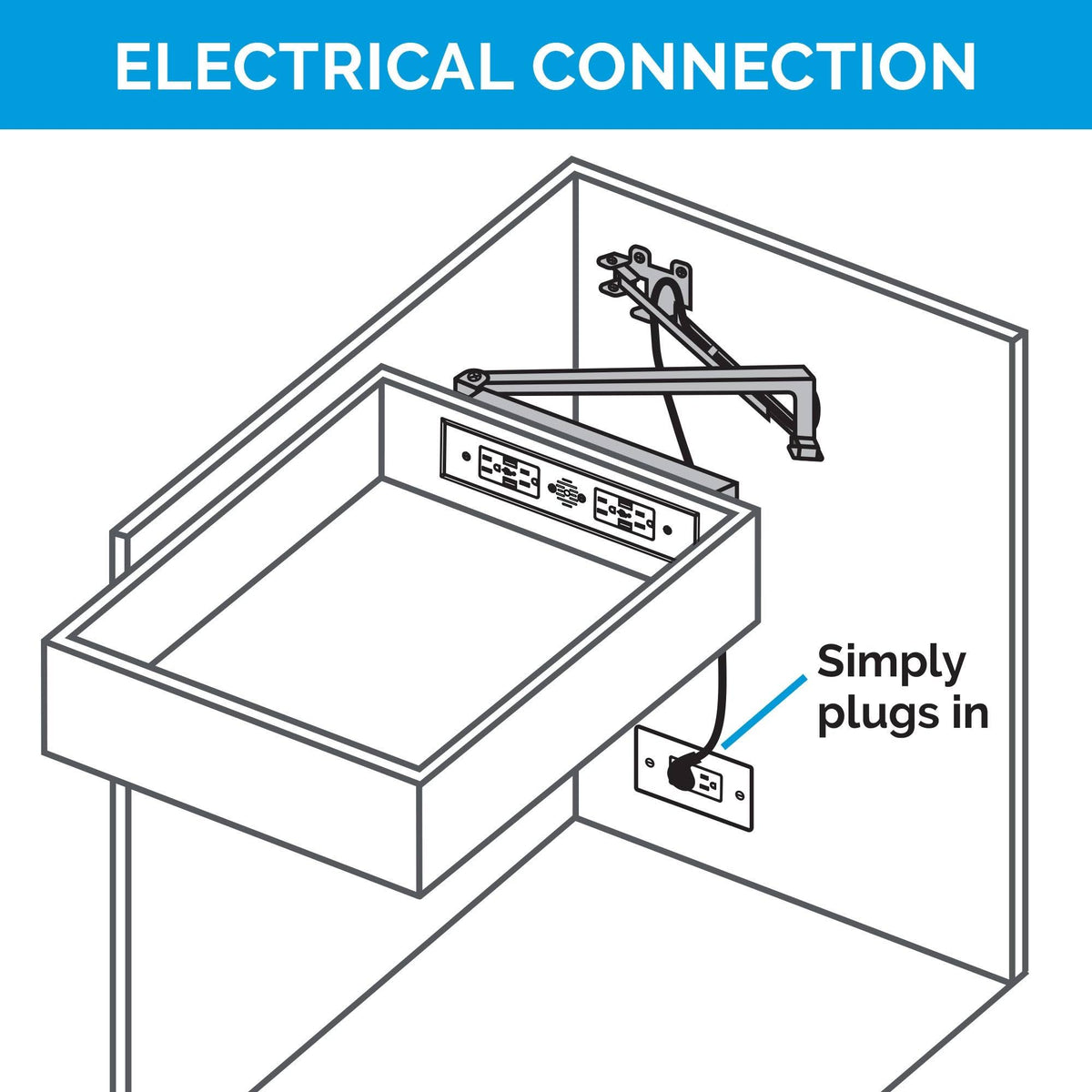 Black In-Drawer Outlet with 2 AC Outlets E2823
