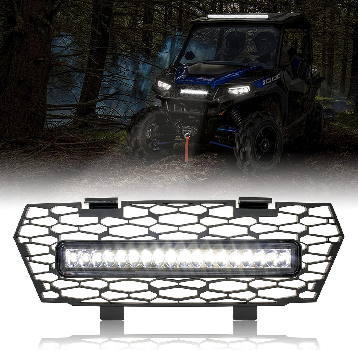 Mesh Grille with LED Light Bar for Polaris General 4 1000 R63904