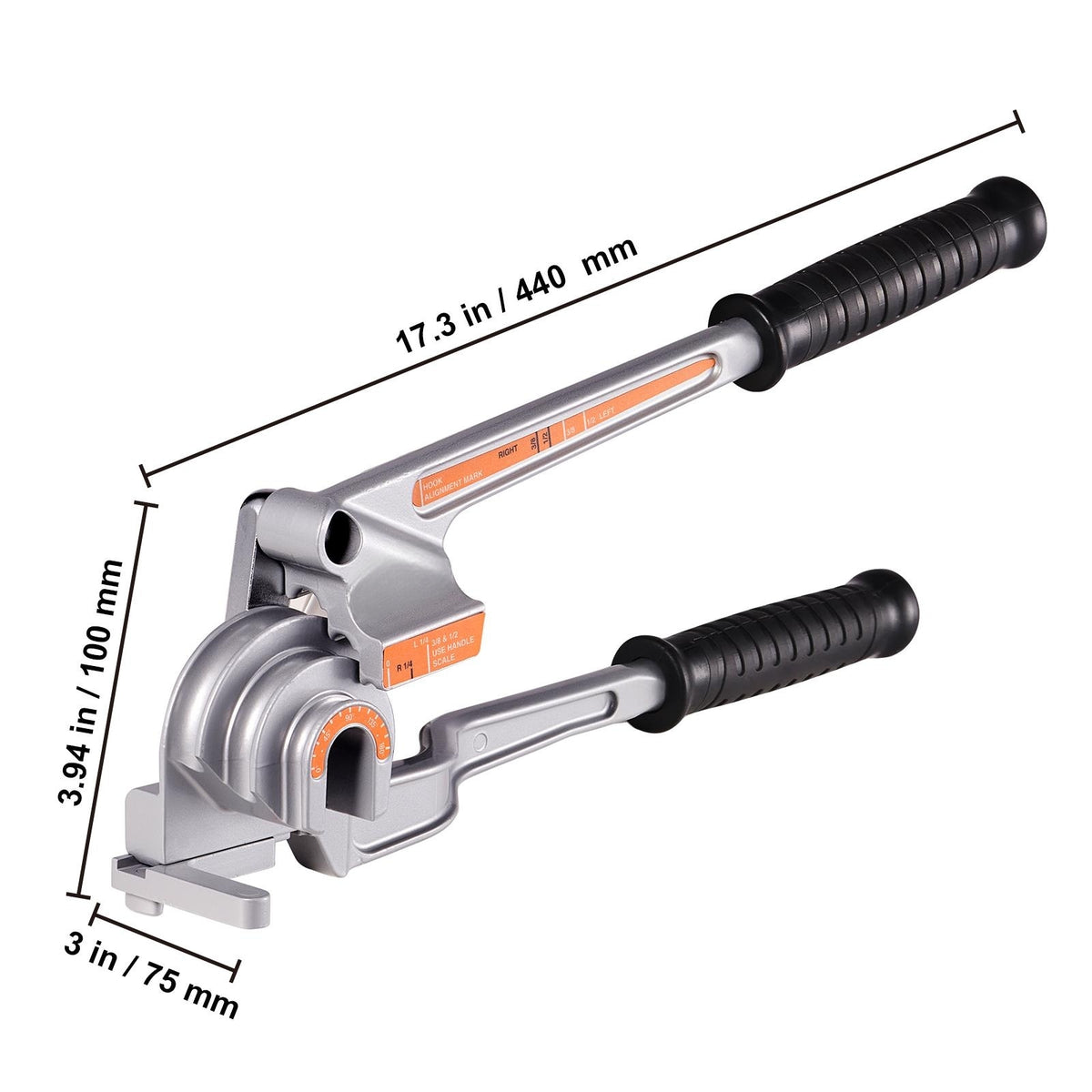 3 in 1 Lever Pipe Tube Bender for 1/4", 3/8", 1/2" O.D. 0-180° Bending I411453