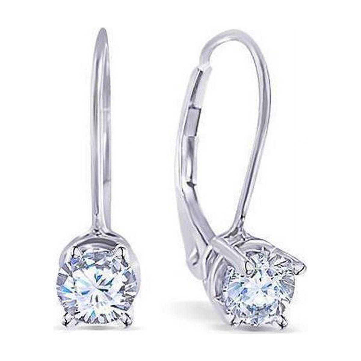 14K White Gold Diamond Leverback Earring O4553