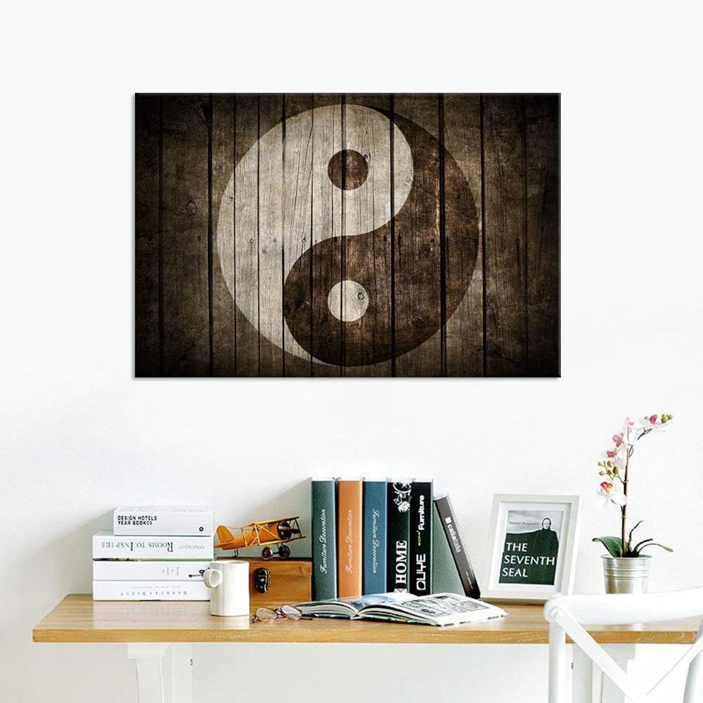 Black and White Yin Yang Symbol Canvas Print 24x36 R7690