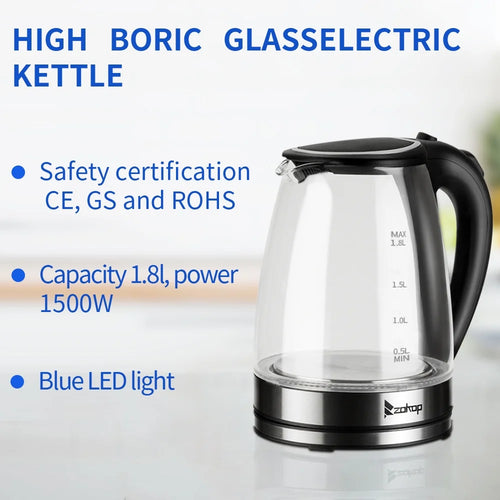1.8L Glass Electric Kettle with Auto Shut-Off U16494