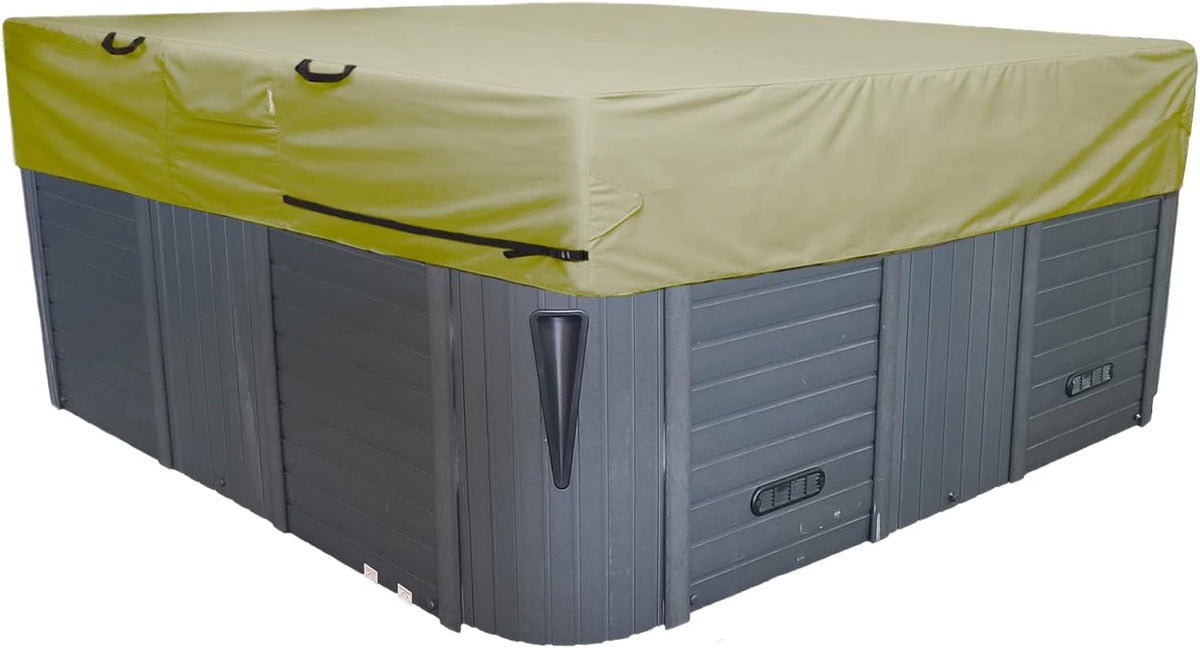 Polyester Outdoor Hot Tub Cover, 90 x 90 x 20, Khaki Y76253