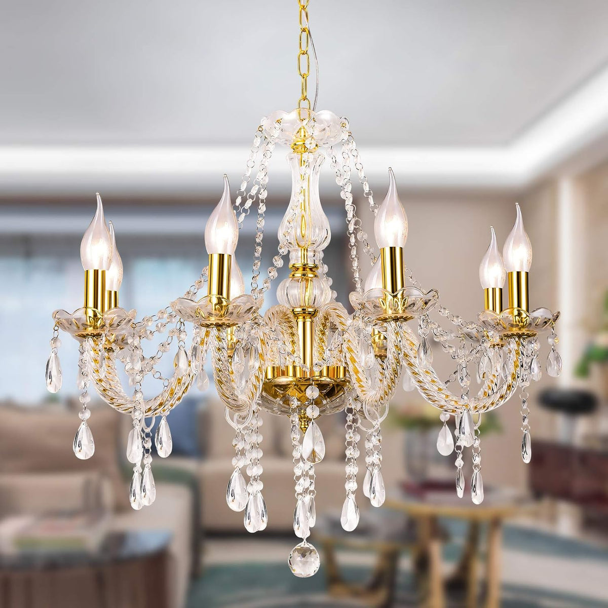 K9 Crystal 8 Lights Pendant Ceiling Lamp R327