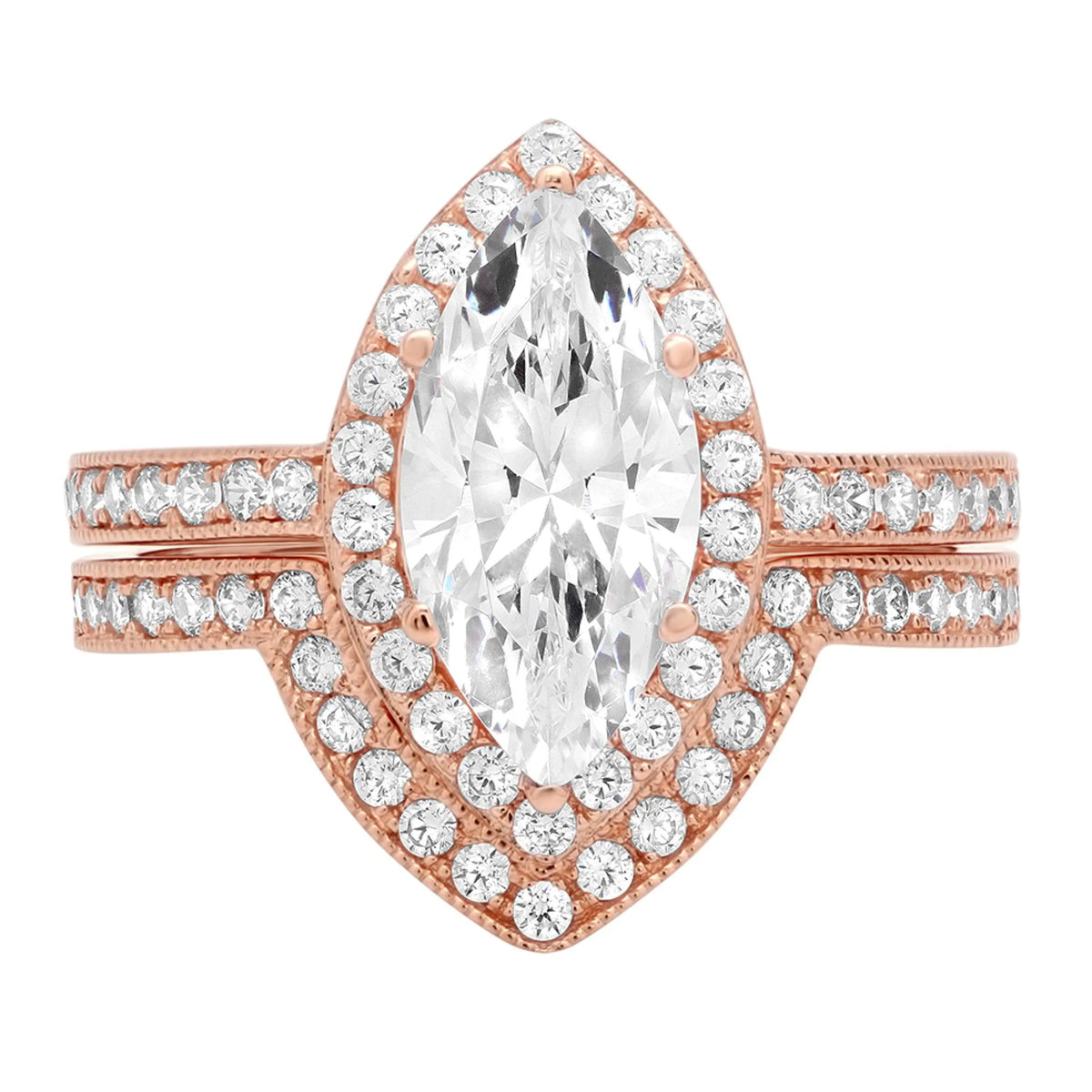 18K Rose Gold Halo Engagement Ring with Cultured Diamond D56831