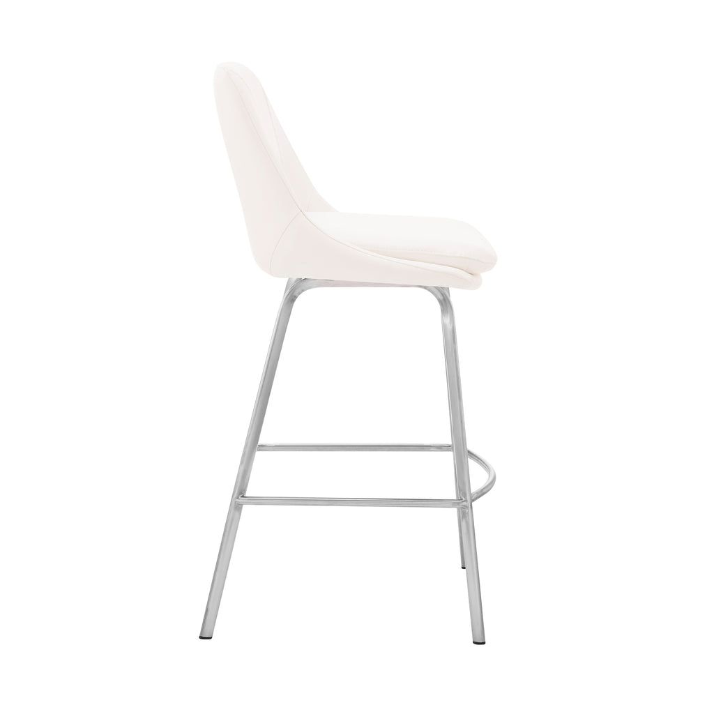 White/Steel Faux Leather Swivel Counter Stool C664