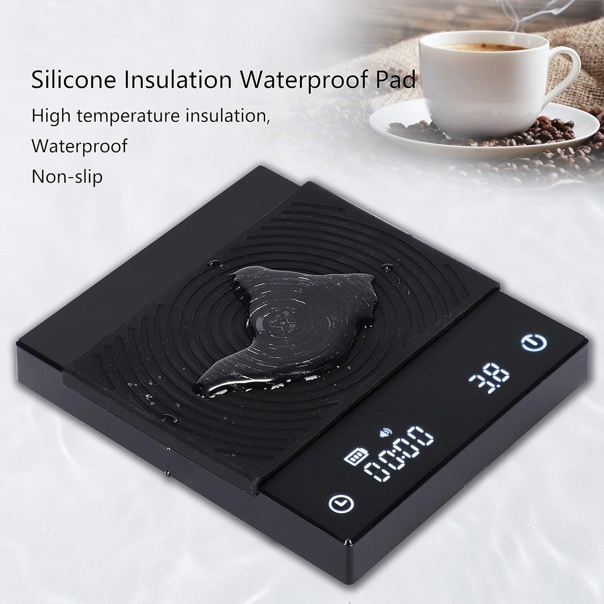 Black 2kg 0.1g Digital Coffee Scale with Timer Pack of 2 W974226