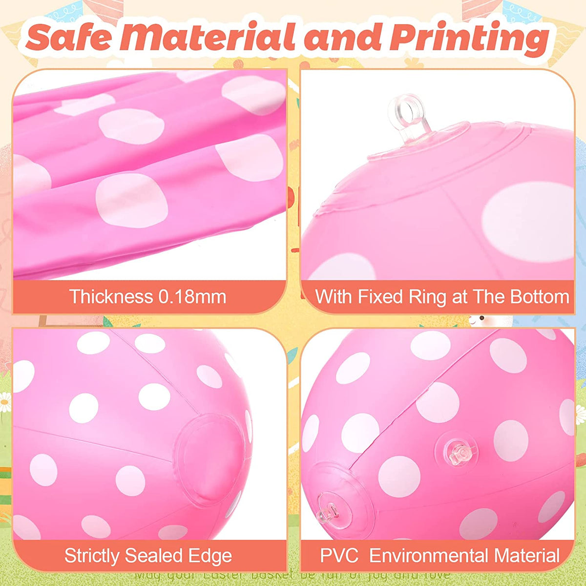 6 Pack 16" Inflatable Easter Eggs Outdoor Decor Y17817