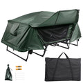 Green Double Tent Cot Folding Portable Waterproof Camping Bed for 2 Person with Rain Fly Bag Q663260
