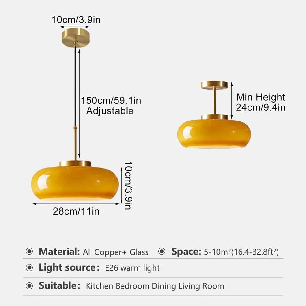 Vintage Amber Glass Semi Flush Mount Ceiling Light O912364