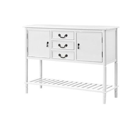 White 3 Drawers Console Table with Two Cabinets and 1 Shelf Q368