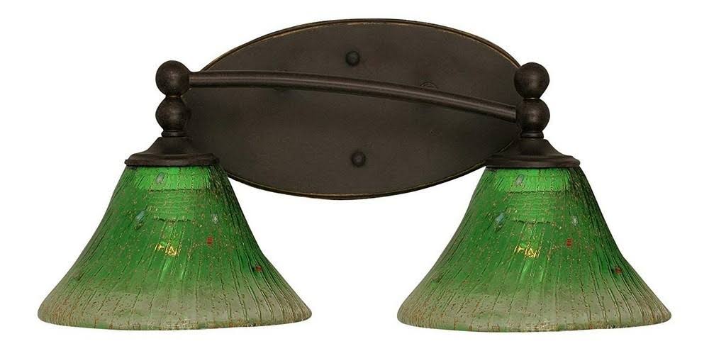 Two Light Bath Bar Dark Granite Finish with Kiwi Green Crystal Glass V729