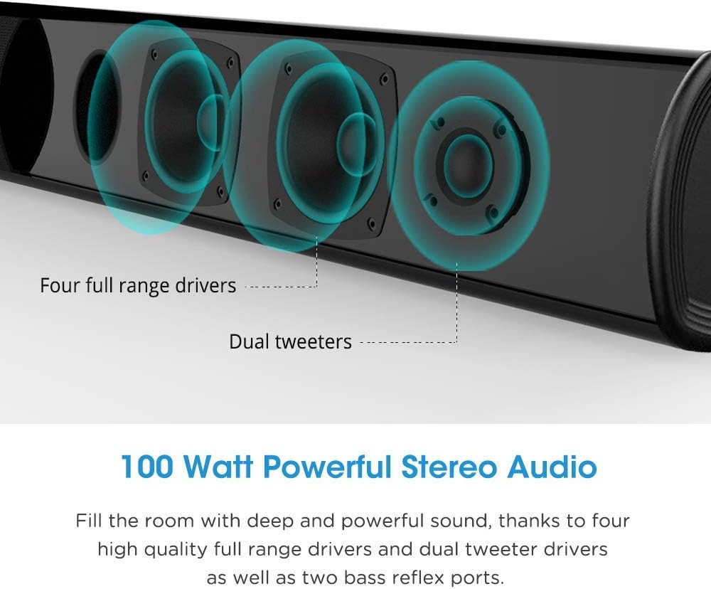 40 Inch TV Sound Bar, Wired and Wireless Soundbar Speaker (Renewed) Pack of 2 D772886
