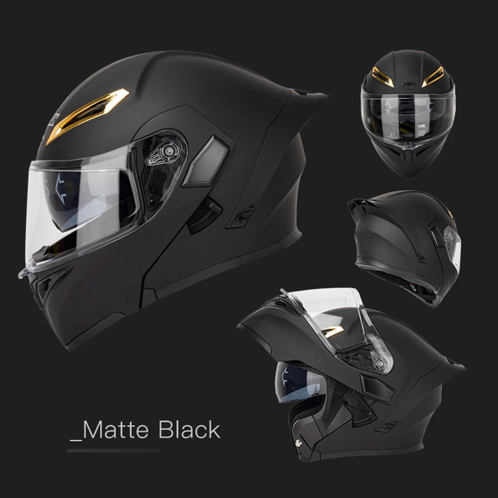 Dual Visor Flip Full Face Motorcycle Helmet with Built-in Sunglasses V738