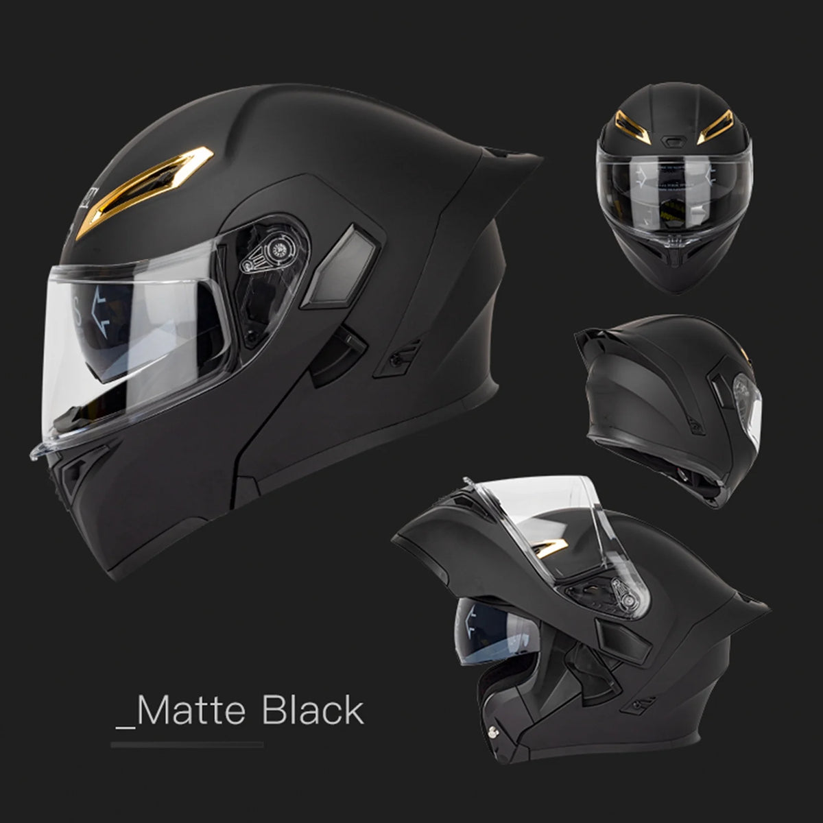 Dual Visor Flip Full Face Motorcycle Helmet with Built-in Sunglasses V738