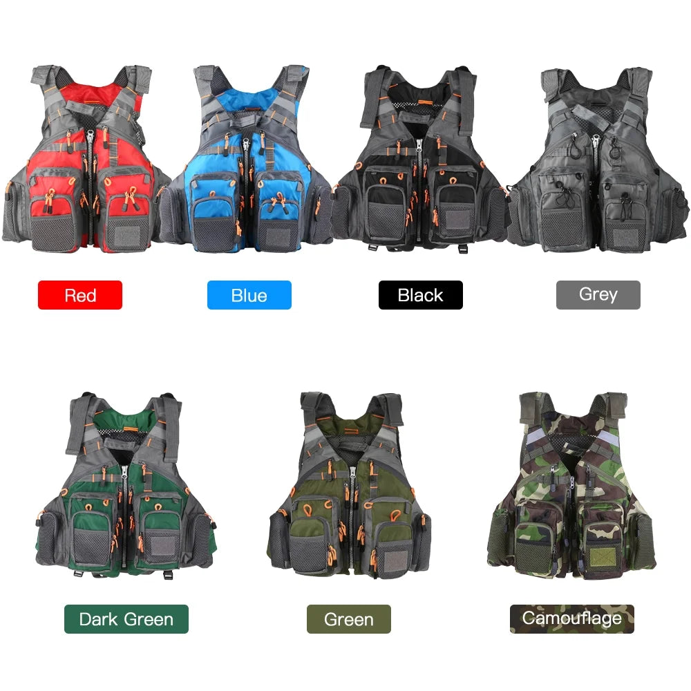 Breathable Padded Fishing Life Safety Jacket Swimming Sailing Waistcoat Utility Vest Floatation Device A3570