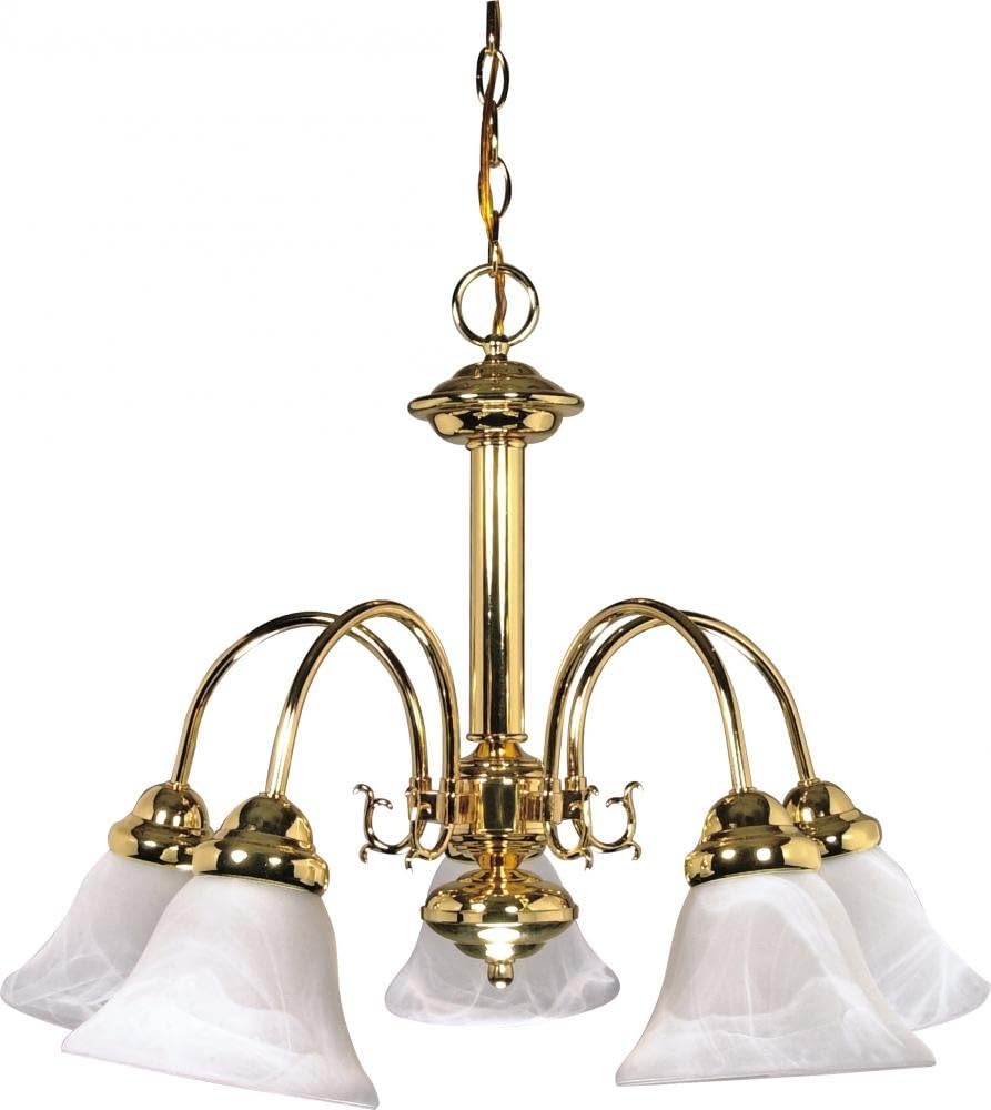 Five Light Chandelier, 24 in, Brass-Polished/Cast N29421