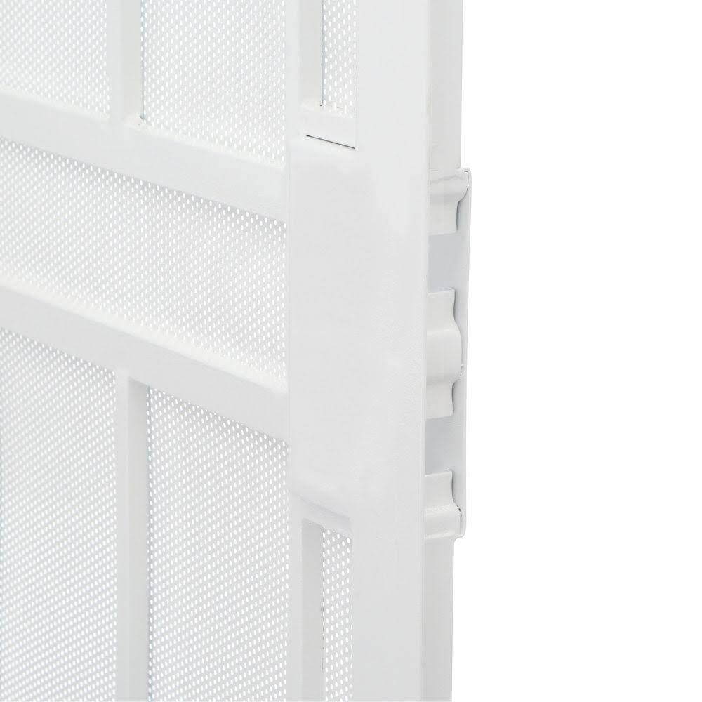 White Surface Mount Outswing Steel Security Door with Perforated Metal Screen E894