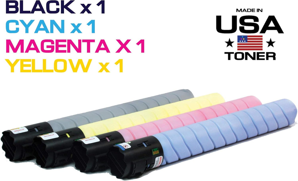 Compatible Replacement Toner for Konica Minolta bizhub C258, C308, C368, C454, C554, C454e, C554e (TN-324K/C/M/Y, TN-512C/M/Y/K) (Black, Cyan, Yellow, Magenta, 4-Pack) D752569