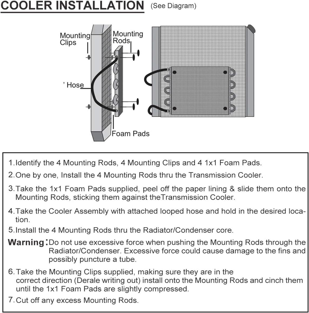 6 Pass Tube and Fin Transmission Cooler Universal 5/16" Oil Cooler Kit Aluminium Black Pack of 2 E64348