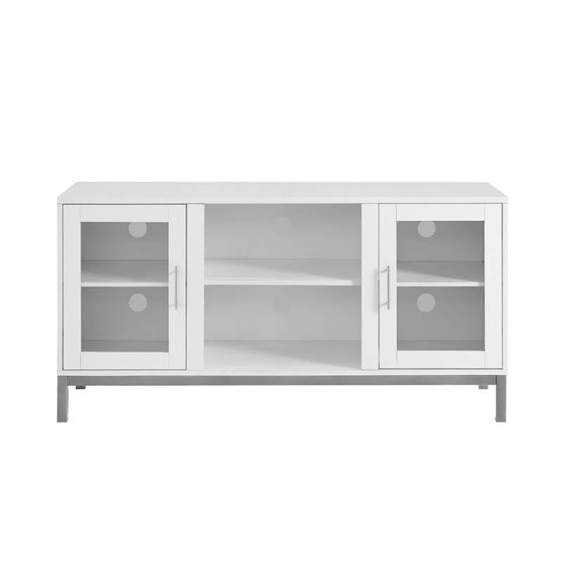 White Metal Framed Wood Media Cabinet G39855
