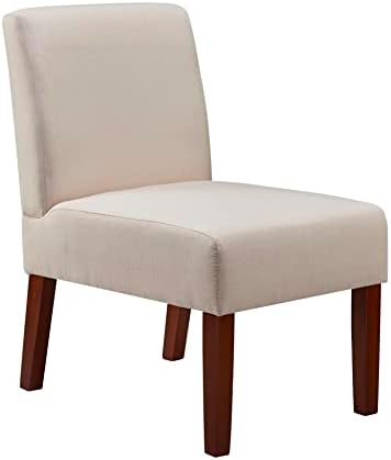 Beige Fabric Upholstered Accent Arm Chair with Wood C663680