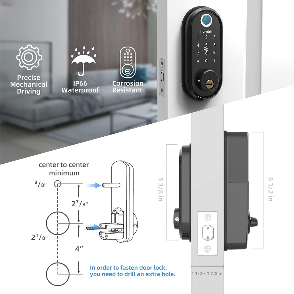 Smart Lock Fingerprint Deadbolt with Touchscreen Keypad, Bluetooth ekeys, Auto Lock Keyless Entry Door Lock X347152