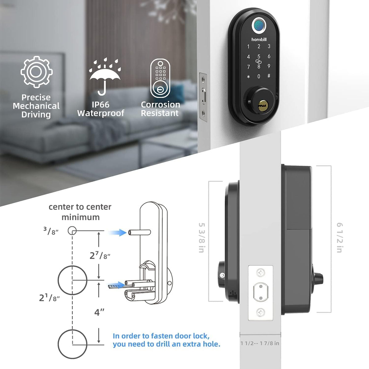 Smart Lock Fingerprint Deadbolt with Touchscreen Keypad, Bluetooth ekeys, Auto Lock Keyless Entry Door Lock X347152