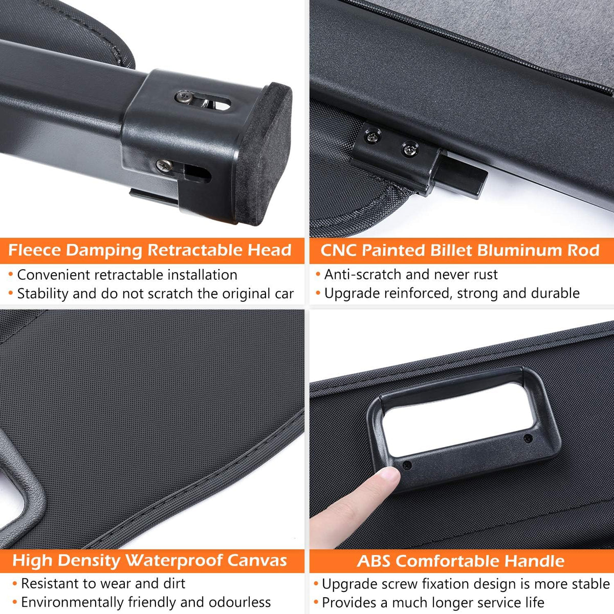Retractable Trunk Cargo Cover Waterproof Pack of 2 Q67061