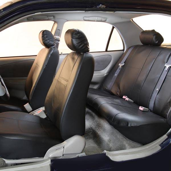 Black Faux Leather Full Set Seat Covers L79257