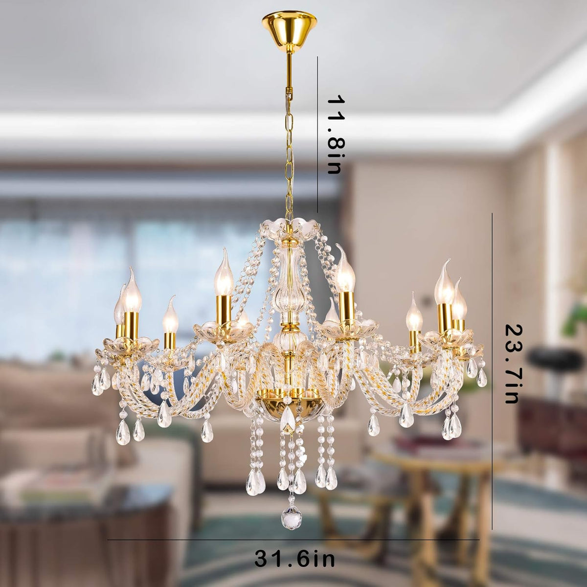 K9 Crystal 8 Lights Pendant Ceiling Lamp R327