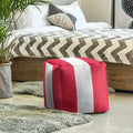 Red/White Fabric Square Pouf P90470