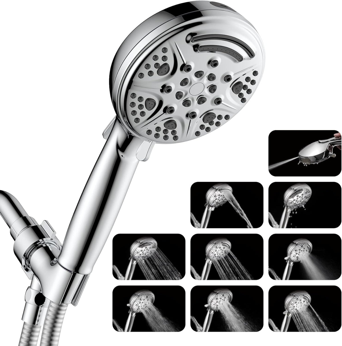 Pack of 2 Silver Handheld Showerhead with 59-Inch Hose J7959
