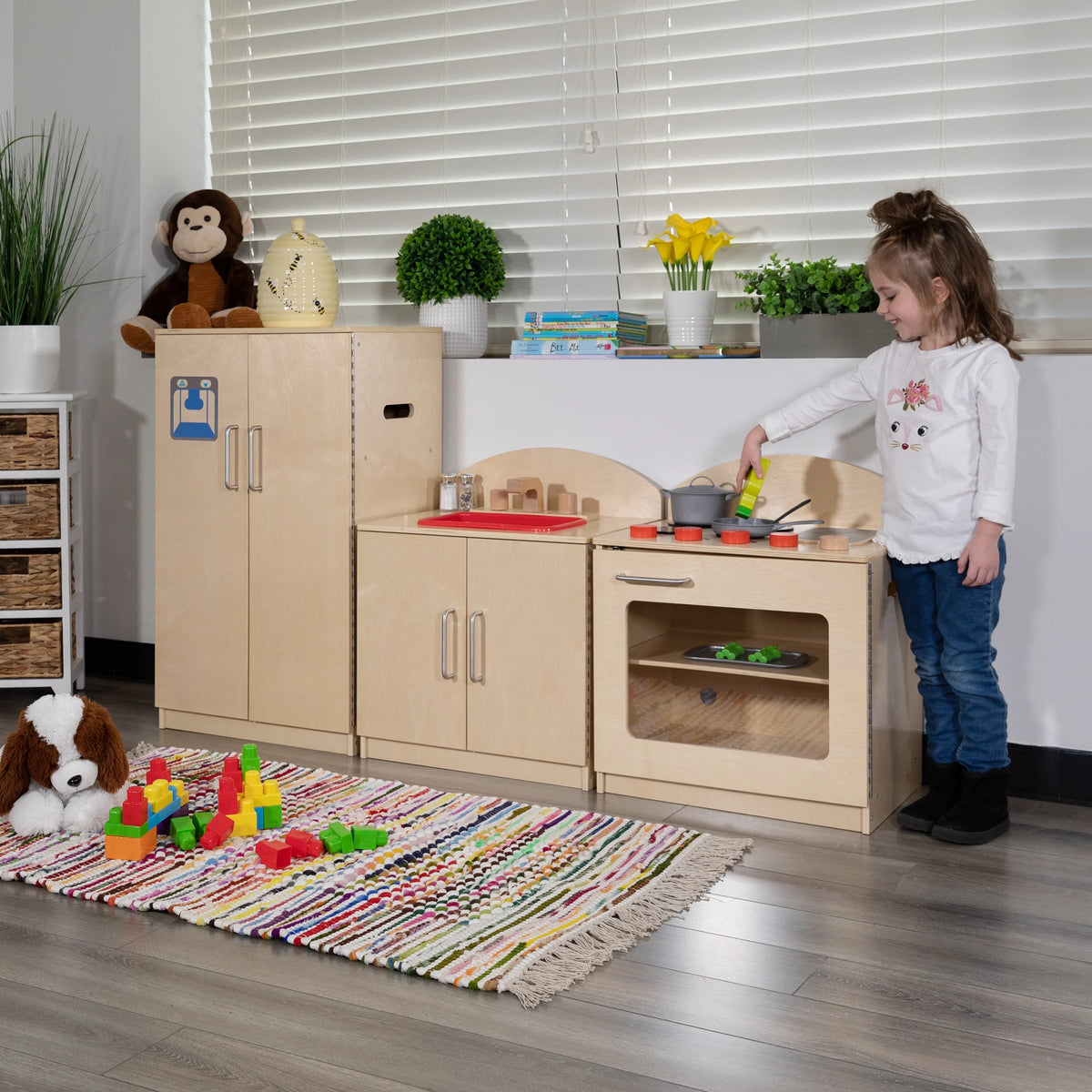 Children's Wooden Kitchen Set with Stove, Sink and Refrigerator J161792