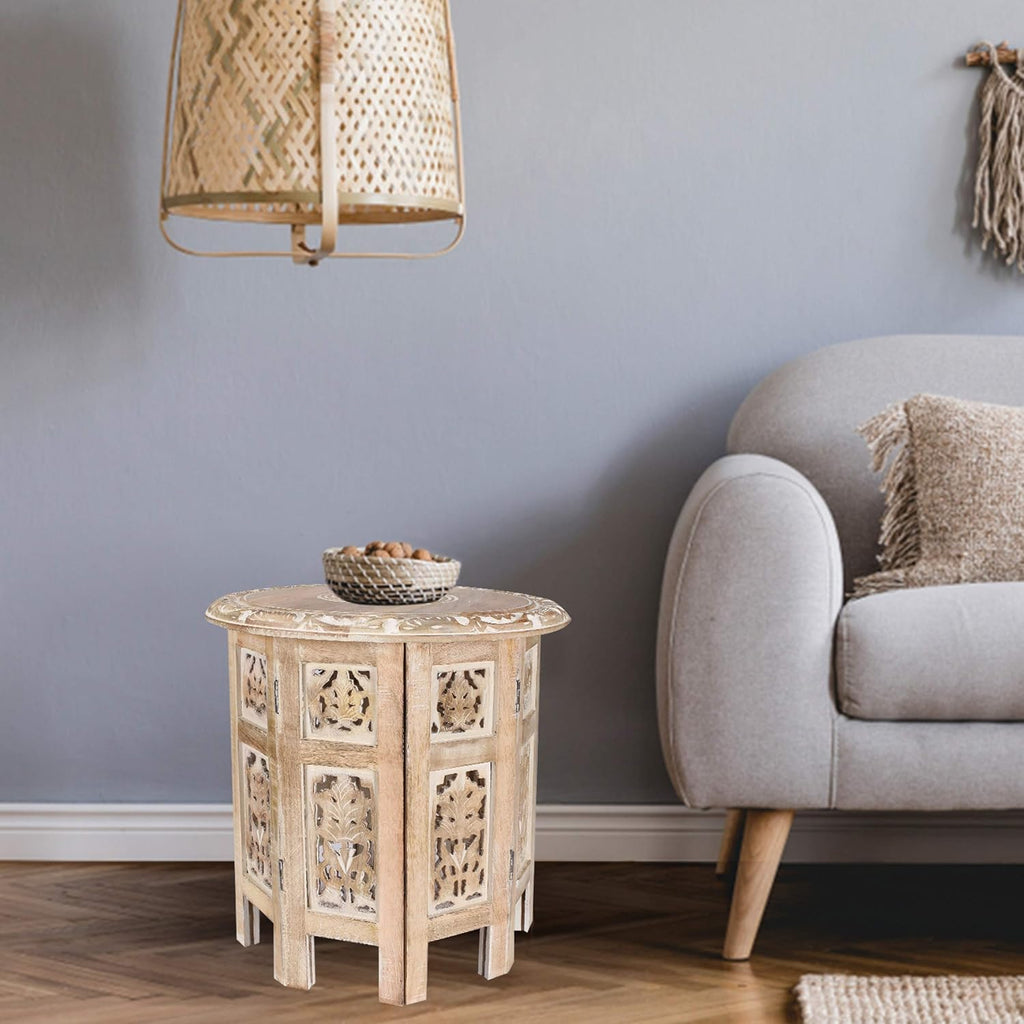 Burnt Wood Octagonal Accent Table V918674