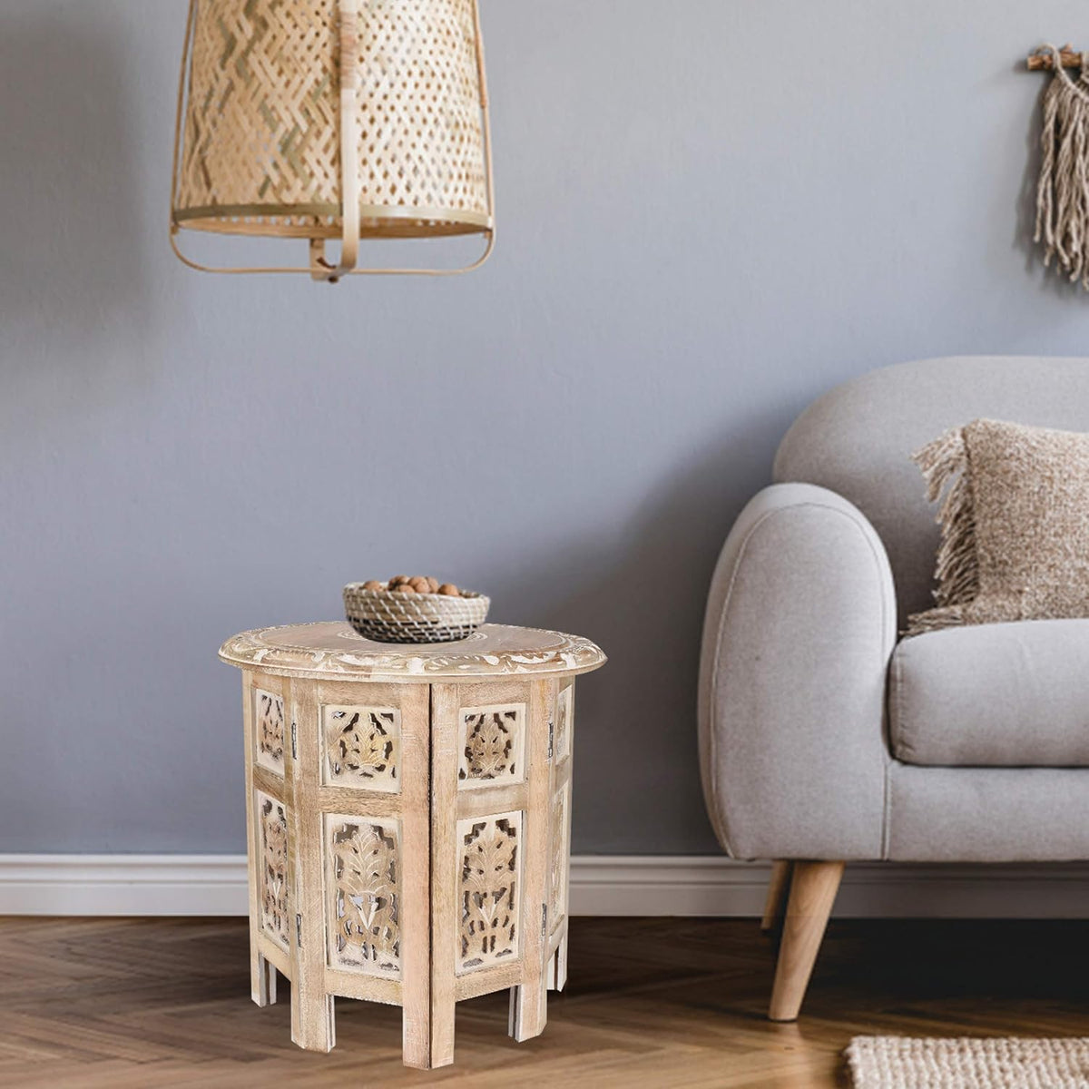Burnt Wood Octagonal Accent Table V918674