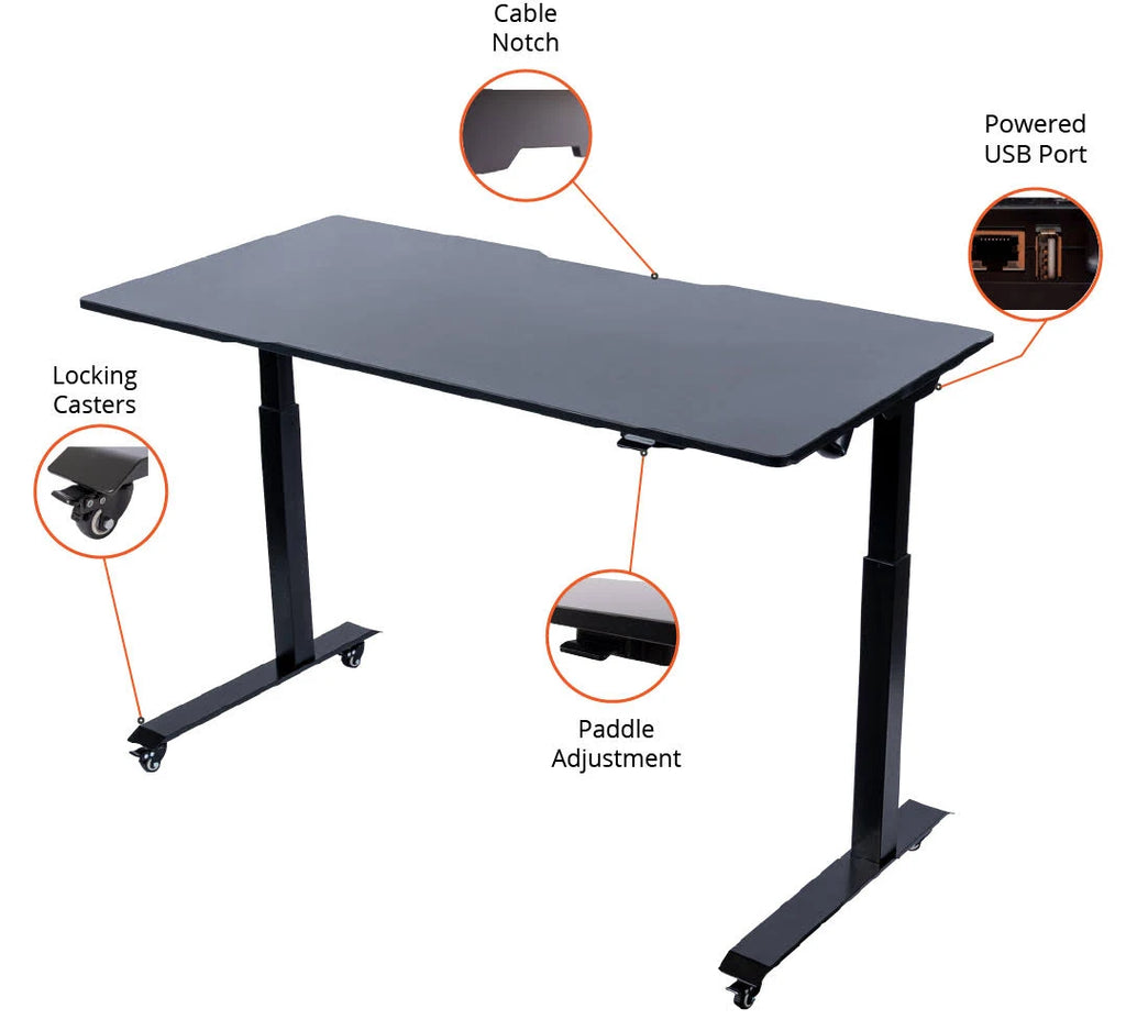 Electric Adjustable Height Standing Desk, Size: 60, Brown E174434