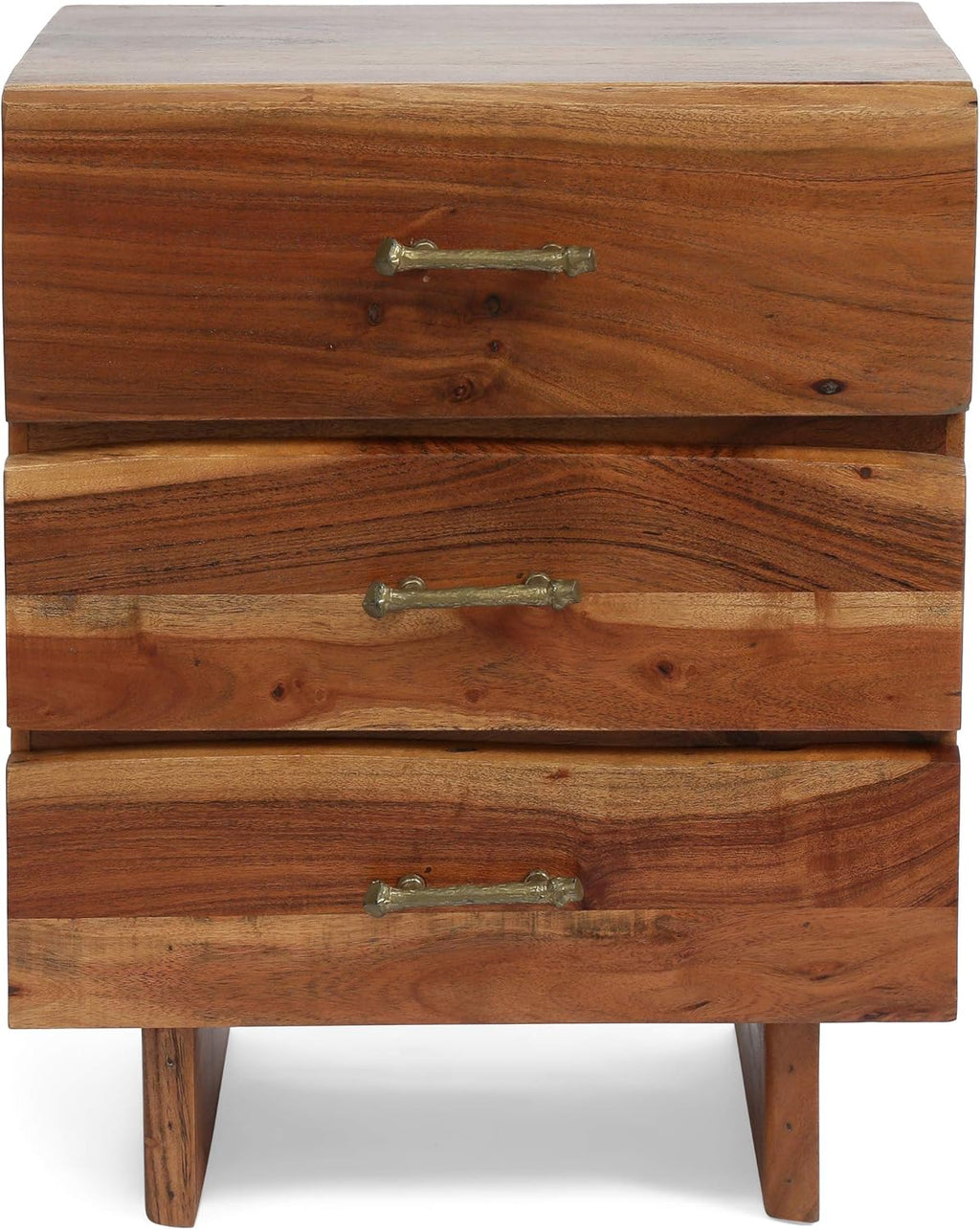 Dark Natural Acacia Wood 3 Drawer Nightstand Z76052