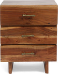 Dark Natural Acacia Wood 3 Drawer Nightstand Z76052
