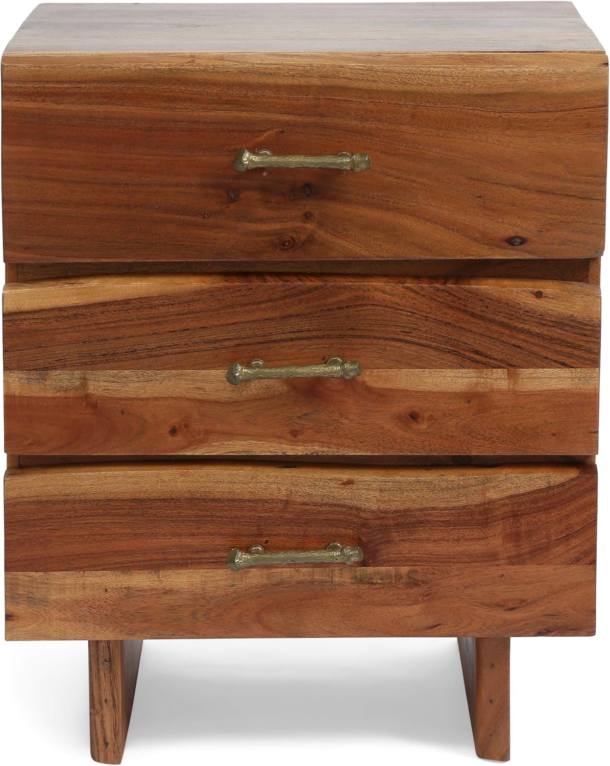 Dark Natural Acacia Wood 3 Drawer Nightstand Z76052