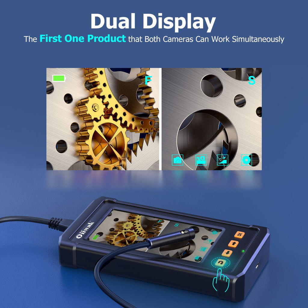 50FT Dual-Screen Borescope Camera with Light IP68 Waterproof V523833