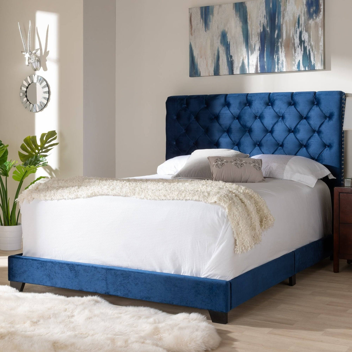 Queen Light Grey Bed T7837