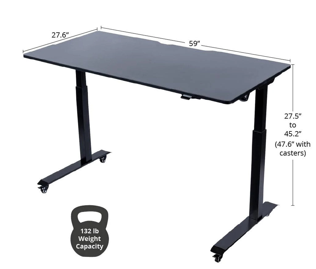 Electric Adjustable Height Standing Desk, Size: 60, Brown E174434