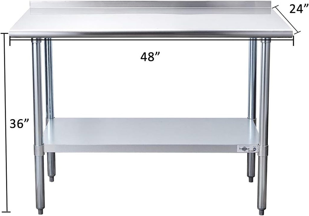 Stainless Steel Commercial Work Table with Backsplash and Undershelf 24×48 Inch B728880