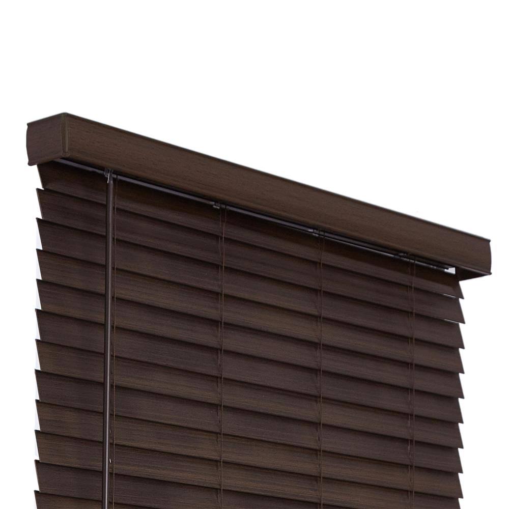 Cordless Brown Faux Wood Room Darkening Horizontal Blinds X317158
