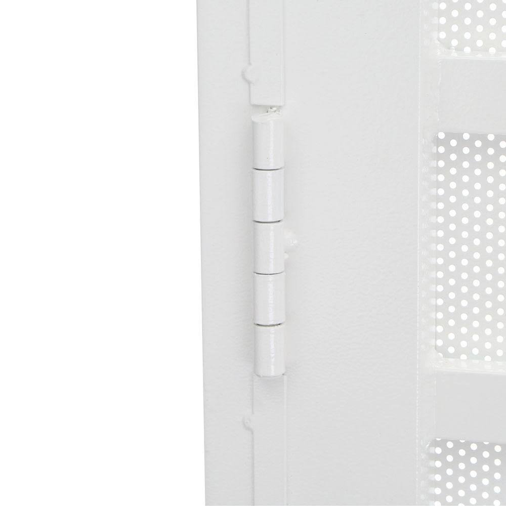 White Surface Mount Outswing Steel Security Door with Perforated Metal Screen E894