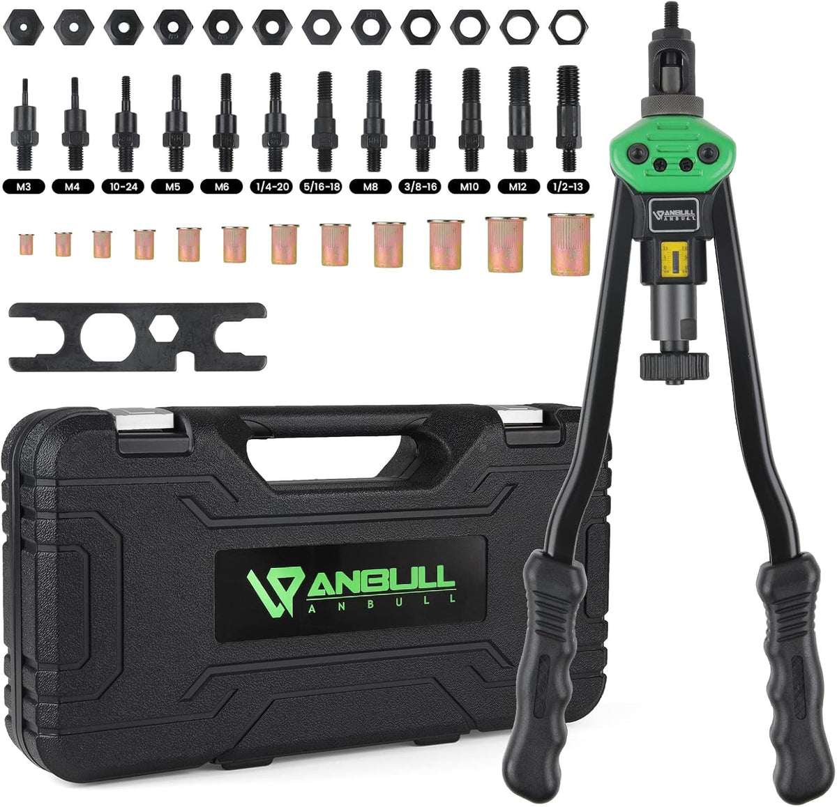 16 Rivet Tool Kit with 120PCS Rivet Nuts & Plastic Case L620